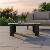 Table basse moderne en aluminium RH Sedona avec structure en métal noir, meuble durable pour appartement et salon