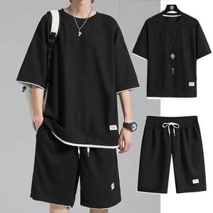 Ensemble T-Shirt <span class=keywords><strong>D</strong></span>écontracté à Manches Courtes Homme, Taille Plus, Ample et Tendance, Poids 180 Grammes, Coupe Droite - Product Image 4