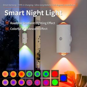 3 Mode Cylinder Magnetic Rechargeable Motion and <b>Light</b> Sensing Smart Night <b>Light</b> Colorful Atmosphere <b>Light</b> Soft Brightness - Product Image 2