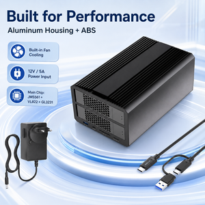 Boîtier de disque dur RAID 5 baies USB <span class=keywords><strong>3.2</strong></span> Type C 10 Gbps avec hub USB et lecteur de carte SD pour disques durs et SSD SATA 2,5 et 3,5 pouces en aluminium - Product Image 4