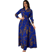 Robe Chemise Longue à Manches Longues Imprimé Style Cour Européenne pour Femme, Printemps Automne, Élégante pour Fête ou Décontractée, En Gros