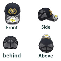 Gorra de béisbol unisex de 6 paneles con logo 3D de metal estilo occidental, de moda, con encaje, mezclilla, lona, jersey y malla, para actividades al aire libre y pesca.