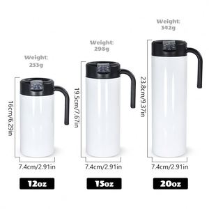 Vaso Térmico Recto de Acero Inoxidable de Doble Pared para Sublimación, con Asa y Tapa, Aislamiento al Vacío, 12oz, 15oz, 20oz - Product Image 2