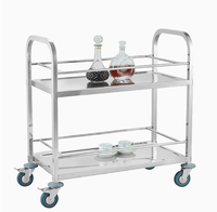 Chariot à 2 niveaux en acier inoxydable avec poignée et roulettes, chariot utilitaire pour cuisine, usage médical et entrepôt, taille personnalisée disponible