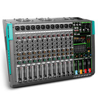 Console de mixage audio amplifiée AT12D 12 canaux 2x800W, alimentation fantôme 48V, 256 effets DSP, console de mixage 2U pour scène, DJ, studio, sonorisation en direct