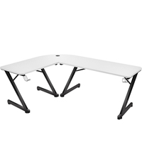Pieds en forme de Z avec logo OEM Surface en fibre de carbone pour bureau de couleur blanche Prise USB LED RGB Bureau d'ordinateur de jeu