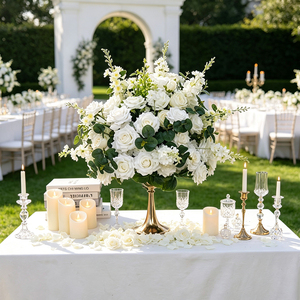 DKB - Bola de Flores de Rosa Artificial de Seda Blanca 5D de Lujo y Alta Calidad, 50 cm, Centros de Mesa y Decoraciones para Bodas - Product Image 1