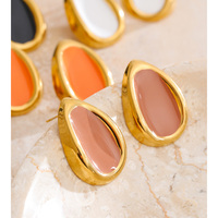 JINYOU 6504 Pendientes Clásicos con Forma de Gota de Agua, Dos Colores, Chapados en Oro, Esmaltados, Joyería