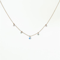 Kalung Opal Kompak HL Blue Tears dengan Retensi Warna Tinggi, Lapisan Emas Ganda, Kalung Baja Tahan Karat