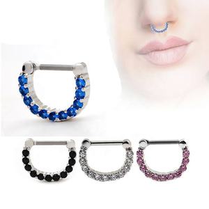 Hint tarzı yarım daire burun Septum yüzük vücut Piercing takı menteşeli Segment <span class=keywords><strong>D</strong></span> şekli zirkon burun halkası - Product Image 1