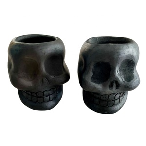Personnalisé Cinco De Mayo barware crâne bizarreries bar décor noir argile poterie jour des morts mexicain céramique sucre crâne verre à liqueur - Product Image 5