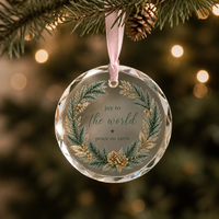 Pendentif en verre cristal rond avec bord biseauté facetté, impression de texte personnalisée et boîte cadeau pour cadeau de Noël