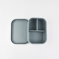 Boîte à repas réutilisable avec 3 compartiments, boîte à lunch Bento en silicone résistante aux fuites pour adultes