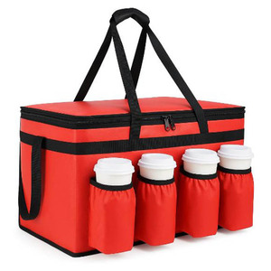 Sac de livraison alimentaire isotherme en gros pour usine, avec porte-gobelets et porte-boissons, logo personnalisé, grande capacité - Product Image 1
