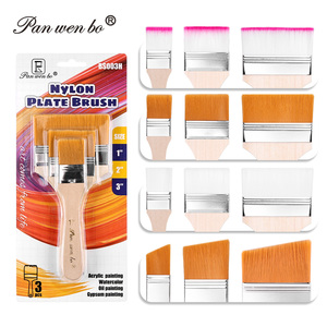Panwenbo – Lot de 3 pinceaux à <span class=keywords><strong>vernis</strong></span> artistique, grands pinceaux plats en nylon pour artistes, ensemble de pinceaux pour peinture acrylique, huile, aquarelle, <span class=keywords><strong>vernis</strong></span> et toile - Product Image 1