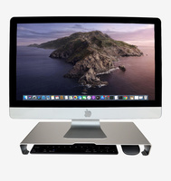 Soporte de aluminio plateado para monitor, plataforma metálica para pantalla de ordenador, organizador de almacenamiento de escritorio, estante para Apple iMac PC