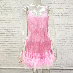 Vestido de fiesta de noche para mujer 2023 elegante ceñido al cuerpo Sexy Club camisola borla baile Mini Vestido ropa femenina Vestido <span class=keywords><strong>Dre</strong></span> 2598 - Product Image 4