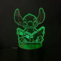 Lampe Personnalisée Chambre Enfant Effet 3D Illusion Stitch en Acrylique, Veilleuse LED pour Table et Bureau, Décoration de Noël