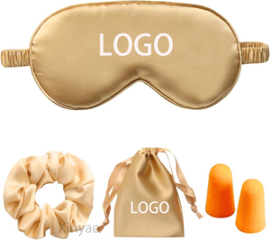 맞춤형 로고 실크 새틴 아이 마스크 조절 가능한 스트랩 나이트 커버 수면 마스크 여성 남성 비행기 여행용 내구성 있는 안대 액세서리 - Product Image 1