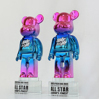 Trophée personnalisé en résine Ours Violent Bleu Violet, modèle Art Populaire, Cadeaux MH-J0988
