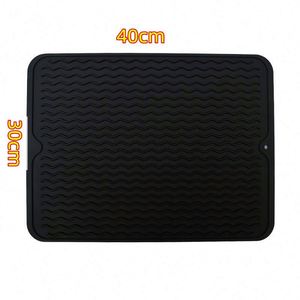 Modern Hot Selling <b>Large</b> Reusable Square Silicone Drain <b>Mat</b> Placemat Kitchen Countertop Bowl Dish Water Filtering Heat Insulated - Product Image 3