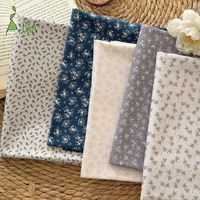 Tissu en coton tissé rétro, 40 fils, motif floral en tons de gris, pour garçons et filles