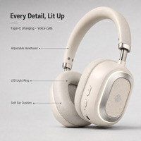 Casque sans fil haute résolution WISDOMUP TDE-20 avec lumière LED 5.4, autonomie de 10h, pliable, stéréo, avec micro