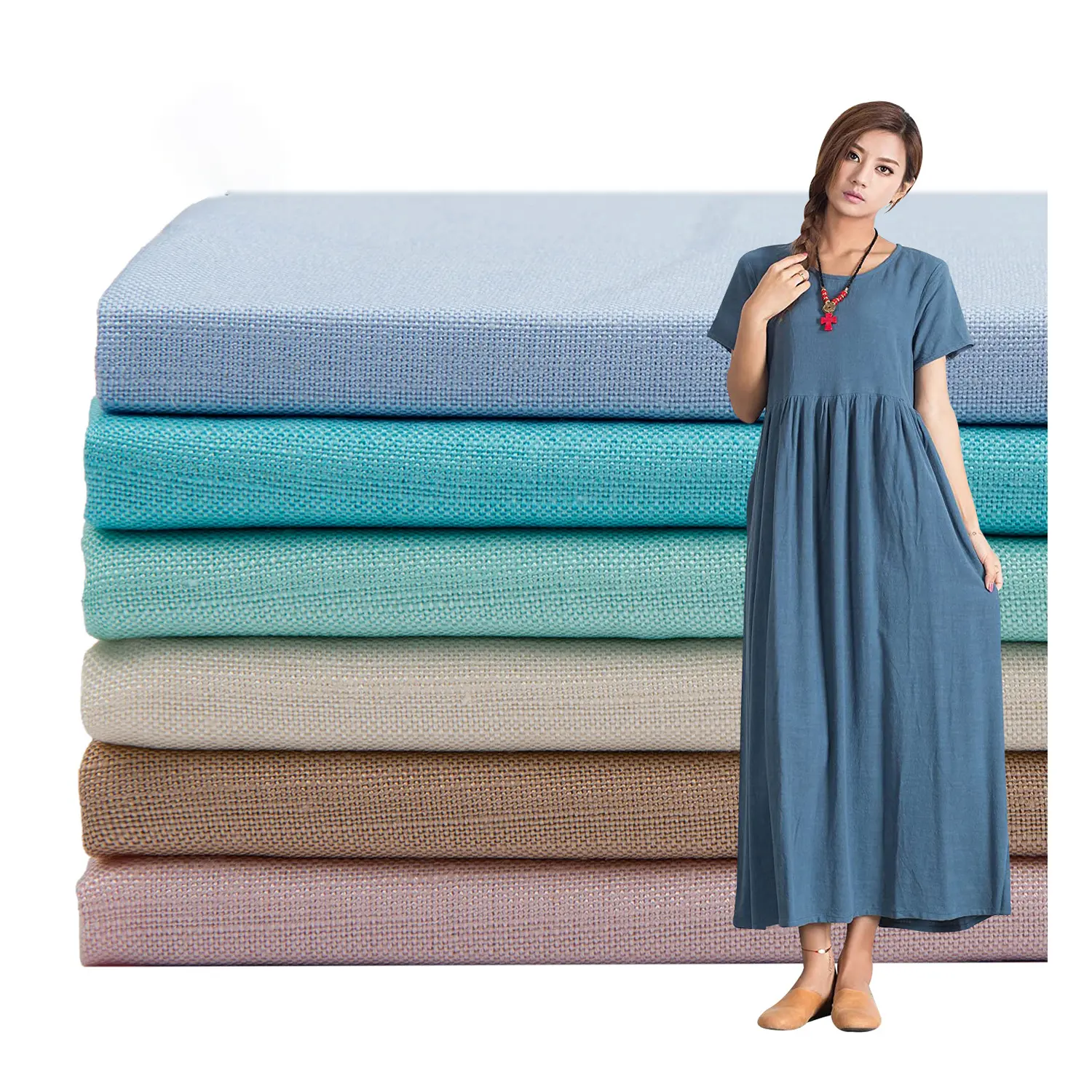 NO MOQ ECO-friendly 100% pure linen fabric flax comfortable soft fabric 140GSM for shirt