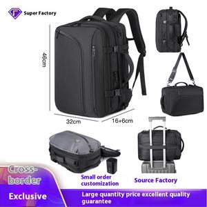 Custom Large Capacity Business Travel Backpack Vacuum Compressible Simple Expansion Oxford Leather Zipper Stylish Design - Product Image 2