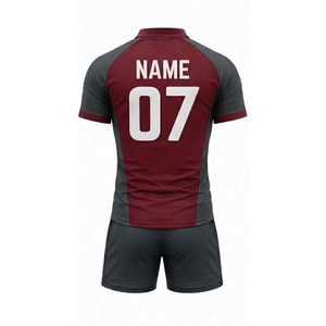 Ensemble de maillots de football personnalisés sublimés pour hommes, toutes saisons, bordeaux gris 07, uniforme en polyester anti-humidité pour adultes - Product Image 3