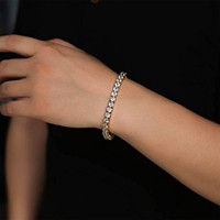 Pulsera de tenis de latón chapado en oro con circonita cúbica para mujer, joyería de boutique