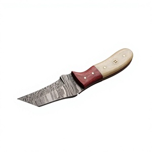 Couteau de chasse et de survie à lame fixe mini, en acier Damas artisanal, pointe tombante, manche en bois, qualité industrielle, pour revendeurs OEM 58/60 - Product Image 3