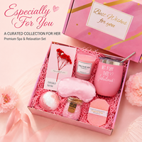 Coffret Cadeau Spa de Luxe pour Femme avec Bougie en Verre, Masque pour les Yeux, Bombe de Bain, Savon, Sels de Bain et Carte de Vœux – Articles Cadeaux