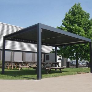 Pérgola Motorizada Resistente a la Intemperie, Gazebo de Aluminio para Patio con Sensor de Lluvia, Cierre Automático de Persianas, Control Remoto, Techo para Exteriores - Product Image 1