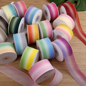 Pita Cetak Pelangi Benang Berdensitas Tinggi Gradasi Warna-warni untuk Kemasan Bunga Hadiah 40mm 100 yard - Product Image 4