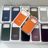 Étui de téléphone en cuir avec logo de marque original pour iPhone 17 Pro Max, coque magnétique compatible avec la charge sans fil, 17 Pro Max avec boîte