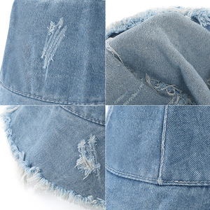 Wide Brim Denim <b>Bucket</b> <b>Hat</b> with Rough Edge Sun Protection <b>for</b> Outdoor Sports & Travel <b>Big</b> <b>Head</b> Circumference Unisex - Product Image 4