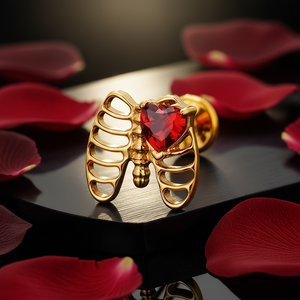 Bijou de piercing corporel en titane en forme de cœur avec CZ rouge, labret à filetage interne, pour lèvre, oreille, hélix, tragus, cadeau de Saint-Valentin - Product Image 5