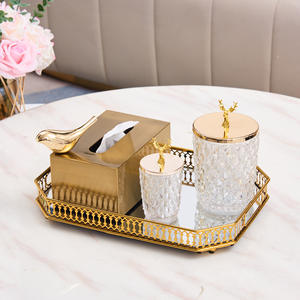Style européen lumière luxe <span class=keywords><strong>miroir</strong></span> verre métal plateau salon Table basse <span class=keywords><strong>entrée</strong></span> plateau de rangement tasse à eau plateau à thé ornements - Product Image 4