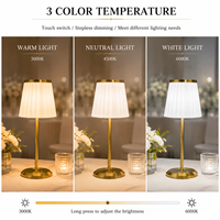 Lampe de table sans fil à LED rechargeable de luxe, style rétro classique, pour restaurant, mariage, avec abat-jour en tissu