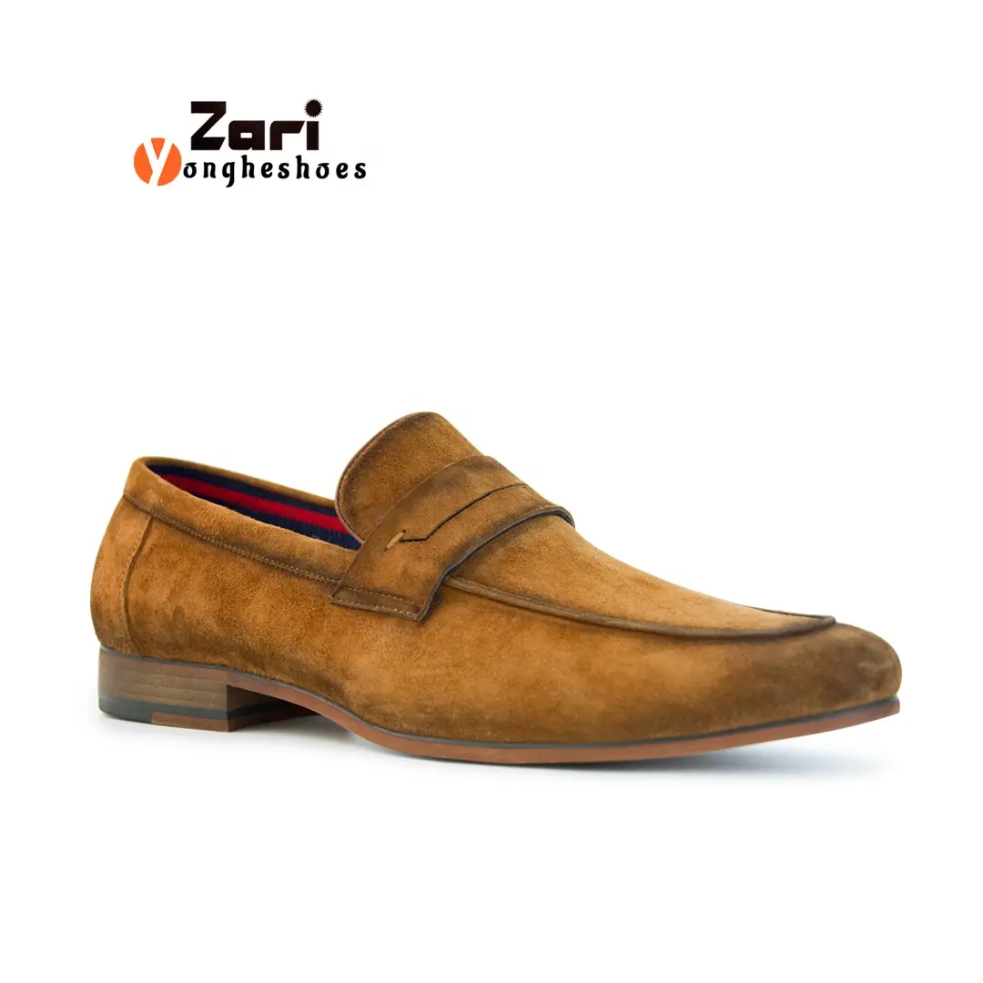 Zari Luxury Custom Slip On Suede Leather Flat Dress Loafer Shoes For Men