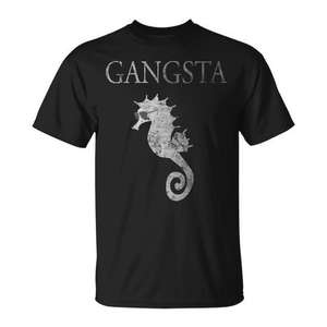 T-shirt Gangsta Seahorse Nera per Adulti Unisex, Abbigliamento Promozionale - Product Image 1