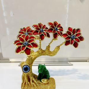 Articolo Giudaico: Fiore Rosso Finto, <span class=keywords><strong>Albero</strong></span> della Fortuna, Occhio <span class=keywords><strong>del</strong></span> Diavolo, Elefante Verde - Ornamenti in Resina Artigianale - Product Image 4