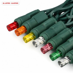 Guirnalda de Luces <span class=keywords><strong>LED</strong></span> Multicolor de 5mm de Ángulo Amplio, 50 Unidades, Cable Verde, 120V, Grado Comercial, Certificación UL, IP65, Venta al <span class=keywords><strong>Por</strong></span> <span class=keywords><strong>Mayor</strong></span> - Product Image 1