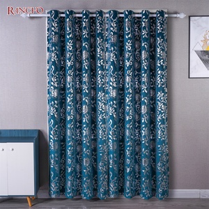 Rideaux en velours de luxe, feuille d'or RANCHO, rideaux en feuille d'or avec estampage à chaud pour salon - Product Image 1