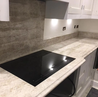 Dalle de quartzite Taj Mahal YDSTONE en pierre naturelle, blanc crème avec veines dorées, panneau mural poli en pierre naturelle, finition Bookmatch