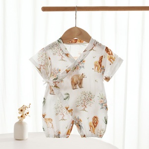 Pagliaccetto Neonato <span class=keywords><strong>in</strong></span> <span class=keywords><strong>Mussola</strong></span> <span class=keywords><strong>di</strong></span> <span class=keywords><strong>Cotone</strong></span> Bambù a Doppio Strato Sottile a Maniche Corte, Ideale per l'Uso con Condizionatore d'Aria - Offerta Speciale - Product Image 5