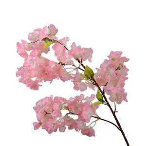 2023 Harga Pabrik Langsung Cabang Bunga Sakura Merah Buatan untuk Pernikahan Centerpieces Lengkungan Pohon Vas Tinggi