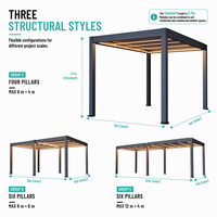 Pérgola de Aluminio con Techo de Láminas Bioclimáticas Motorizadas, Estructura de Protección Solar y Resistente a la Lluvia, para Jardín, de Pared o Independiente