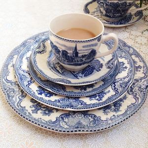 Factory Custom Cheap China Wholesale Blue Porcelain Dinner <b>Plates</b> - Product Image 1